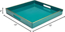 Spsyrine Green Decorative Serving Tray with Handles, 13" X 13" Square Plastic Coffee Table Tray for Ottoman, Living Room, Bathroom, Home Decor. by CozyNest Decor
