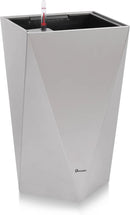 Dexceder 20 Inches Tall Self Watering Planter Diamond Metallic Matte Indoor Outdoor, Thickened Rhombus Large Floor Standing Flower Plant Pot with Water Level Indicator (Gray) by CozyNest Decor