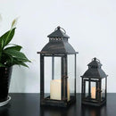 NEEDOMO Bronze Metal Lanterns Decorative Outdoor & Indoor, Set of 4 (17" & 10") with Glass, Candle Holder for Porch, Patio, Garden, Balcony, Wedding, Table Centerpiece Decorations by CozyNest Decor
