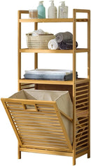 Laundry Hamper with 3 Tier Shelves & Tilt Out Basket, Laundry Baskets Organizer Hampers Bathroom Storage Shelf for Laundry Room, Bathroom, Guest Room (3-Tier Large) by CozyNest Decor