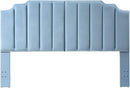 24KF Seaglass Velvet Tufted King Upholstered Headboard, Modern Vertical Channel Design California King Headboard with Stepped Silhouette Top Edge, Seaglass by CozyNest Decor