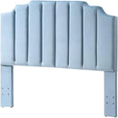 24KF Seaglass Velvet Tufted Queen Upholstered Headboard, Modern Vertical Channel Design California Queen/Full Headboard with Stepped Silhouette Top Edge, Seaglass by CozyNest Decor