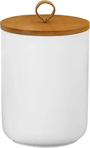 Large Ceramic Storage Jars, Modern Elegant Highly Polished Airtight Gorgeous Storage Canisters with Wooden Lid Food Storage Jar for Kitchen Spice Tea Vanilla Sugar Coffee Beans (White) by CozyNest Decor