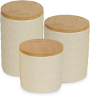 DII Kitchen Accessories Collection, Textured Matte Ceramic Canister Set, Antique White, Vine, 3 Piece by CozyNest Decor