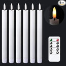 GenSwin Flameless White Taper Candles Flickering with 10-Key Remote, Battery Operated Led Warm 3D Wick Light Window Candles Real Wax Pack of 6, Christmas Home Wedding Decor(0.78 X 9.64 Inch) by CozyNest Decor