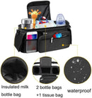 Universal Stroller Organizer with Insulated Cup Holder, Detachable Phone Bag, Shoulder Strap – Fits All Stroller Types, Keeps Drinks Hot/Cold (Black) by TinyTreasures Baby Boutique