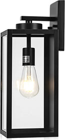 Outdoor Wall Light Fixture, Large 16" Exterior Black Lantern Waterproof, Farmhouse Porch Sconce Lighting with Glass, Modern Wall-Mounted Outside Lights for House, Garage, Patio Lamp by GreenHaven Gardens