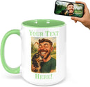 Personalized Coffee Mug, Custom Photo Caricature Gift, Funny Customized Coffee Gift for Men & Women, Custom Mugs with Pictures, Light Green 15oz Customized Ceramic Tea Cup by TinyTreasures Baby Boutique