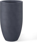 Kante 24 Inch Tall Round Concrete Planter, Large Indoor Outdoor Plant Pots with Drainage Hole and Rubber Plug, Modern Decorative Garden Pots for Home Patio Porch, Charcoal by GreenHaven Gardens