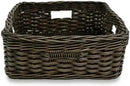 The Basket Lady Narrow Rectangular Wicker Storage Basket, Large, 20 in L x 16 in W x 6.5 in H, Antique Walnut Brown by GreenHaven Gardens
