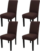 JQinHome 4 Pcs Dining Chair Slipcover,High Stretch Removable Washable Chair Seat Protector Cover for Home Party Hotel Wedding Ceremony (Pack of 4, Coffee) by CozyNest Decor