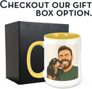 Personalized Coffee Mug, Custom Drawing Portrait Gift, Funny Customized Coffee Gift for Men & Women, Custom Mugs with Pictures, Yellow 15oz Customized Ceramic Tea Cup by TinyTreasures Baby Boutique