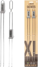 BBQ-AID Extra Long 17" Skewers - Quick Release Barbecue Metal Skewers for Kabobs - Double Pronged, Stainless Steel by GreenHaven Gardens