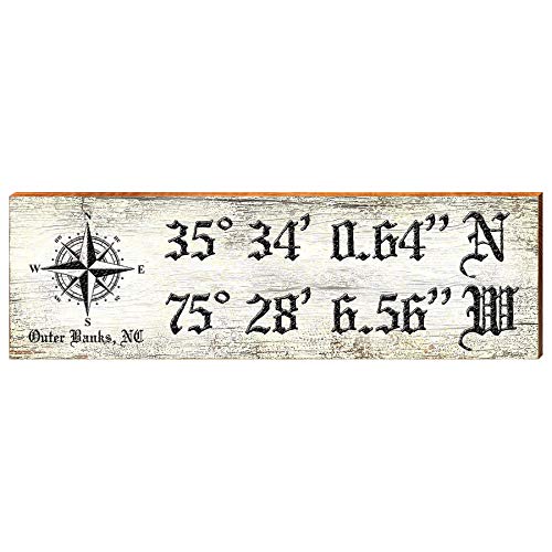 Outer Banks Coordinates | Wall Art Print on Real Wood