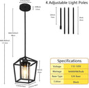 1 Pack Black Pendant Light Fixture Farmhouse Iron Cage Metal Pendant Light Lantern Hanging Light Fixtures with Clear Glass Shade for Kitchen Island, Dining Room, Hallway,Entryway1 by CozyNest Decor