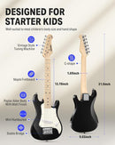 Donner 30 Inch Kids Electric Guitar Beginner Kits ST Style Mini Electric Guitar for Boys Girls with Amp, 600D Bag, Tuner, Picks, Cable, Strap, Extra Strings, DSJ-100, Black by TinyTreasures Baby Boutique