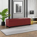 BELLEZE Storage Faux Leather Ottoman, 47 Inch Bench Bedroom Bench with Safety Close Hinge, Extra Long Ottoman with Storage for Living Room, Entryway, Hallway, Foot Rest, Support 300lbs - Red by CozyNest Decor