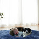 AMTOVO Faux Fur Sheepskin Rug for Living Room, 4 x 6 ft Dark Blue Fluffy Area Rug for Bedroom, Playroom, Luxury Room Decor, Rectangle by CozyNest Decor