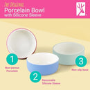 Elk and Friends Kids Porcelain Bowls with Silicone Sleeve | Kids/Toddler/Baby Feeding | Microwave & Dishwasher Safe | Non slip | Cereal/Soup/Snack Dishes & Dinnerware by TinyTreasures Baby Boutique