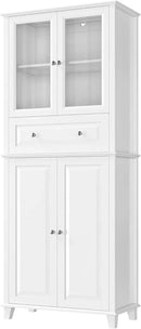 76'' Kitchen Pantry Storage Cabinet, Freestanding Kitchen Cupboard with Large Drawer, Doors, and Adjustable Shelves, Bathroom Storage Cabinet for Dining Room, Living Room, Laundry, White by CozyNest Decor