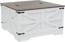 Coffee Table with Storage, Rustic White Square Coffee Tables for Living Room, Lift top Coffee Table with Large Hidden Compartment, Smart Cocktail Tables with Flip Top Lids for Home Office by CozyNest Decor