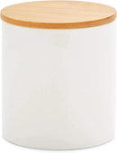 Farmlyn Creek Set of 3 White Ceramic Canisters with Airtight Wooden Bmaboo Lids - Kitchen Counter Containers - Food Storage Jars for Storing Sugar, Coffee, Snacks and Other Dry Goods (3 Sizes) by CozyNest Decor