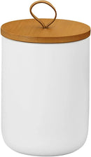 Ceramic Storage Jars, Modern Elegant Highly Polished Airtight Gorgeous Storage Canisters with Wooden Lid Small Food Stroage Jar for Kitchen Spice Tea Vanilla Sugar Coffee Beans (White medium) by CozyNest Decor