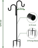 Double Shepherds Hooks for Outdoor, Bird Feeder Pole with 5 Prongs Base, Heavy Duty Garden Hook for Lantern, Wind Chime and Hummingbird Feeder, 62 Inch, 2 Pack by GreenHaven Gardens