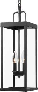 Large Outdoor Pendant Lantern Light Fixture for Front Porch, 20 Inch 2-Light Black Exterior Hanging Chandelier with Clear Glass, Outdoor Indoor Pendant Lamp for Patio, Gazebo, Entryway, Doorway by CozyNest Decor