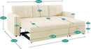 Naomi Home L-Shaped Reversible Sectional Sofa with Pull-Out Sleeper Bed and Storage Chaise, Cream Velvet by CozyNest Decor