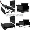 Pull Out Sofa Bed, Convertible Sleeper Chair Bed with Lumbar Pillow, 3-in-1 Sofa Chair with 3 Adjustable Backrest, Armchair Sleeper Small Couch for Small Spaces Living Room Black by CozyNest Decor