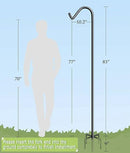 Garbuildman 92 Inch Tall Shepherd Hooks with 5-Forked Base, Adjustable Heavy Duty Bird Feeder Pole Stand Hanger for Outdoor, Shiny Black, 2 Pack by GreenHaven Gardens