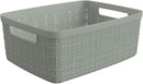 Curver Jute Decorative Plastic Organization and Storage Basket Perfect Bins for Home Office, Closet Shelves, Kitchen Pantry and All Bedroom Essentials, Small, Grey, Set of 8 by TinyTreasures Baby Boutique