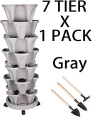 Vertical Planter 7 Tier Stackable Planters Garden Planters Strawberry Herb Flower and Vegetable Planter Indoor Outdoor Gardening Pots with Removable Wheels and Tools by GreenHaven Gardens
