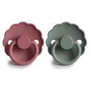 FRIGG Daisy SilkySoft Silicone Baby Pacifier | Made in Denmark | BPA-Free (Dusty Rose/Lily Pad, 6-18 Months) by TinyTreasures Baby Boutique