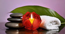 Blooming Lotus Capiz Shell Tealight Candle Holder, Handcrafted Decorative Tea Light Candleholder with Translucent Flower Petals for Ambient Illumination and Natural Elegance, Red by CozyNest Decor