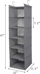 MAX Houser 6 Tier Shelf Hanging Closet Organizer, Closet Hanging Shelf with 2 Sturdy Hooks for Storage,2 Pack, Foldable (Grey) by CozyNest Decor