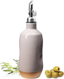Olive Oil Dispenser Bottle Stoneware Ceramic, Cruet Protects to Reduce Oxidation, Suitable For Storage Of Oil, Vinegar, Coffee Syrups & Other Liquids - Stainless Steel Spout 14Oz by CozyNest Decor