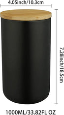 Ceramic Food Storage Jar Canister Modern Design Food Canisters with Airtight Seal Bamboo Lid, Loose Tea Coffee Spice Nuts Snacks Storage Jar Canister (Black 33.81oz/1000ml) by CozyNest Decor