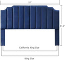 24KF Navy Blue Velvet Tufted King Upholstered Headboard, Modern Vertical Channel Design California King Headboard with Stepped Silhouette Top Edge, Navy Blue by CozyNest Decor