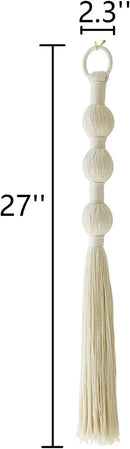 Macrame Wall Hanging Small Sphericity Cotton Textile Tassel Wall Hanging Fiber Yarn Art for Living Room Bedroom 27'' L x 2.3'' W by CozyNest Decor