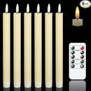 GenSwin Flameless Ivory Taper Candles Flickering with 10-Key Remote, Battery Operated Led Warm 3D Wick Light Window Candles Real Wax Pack of 6, Christmas Home Wedding Decor(0.78 X 9.64 Inch) by CozyNest Decor