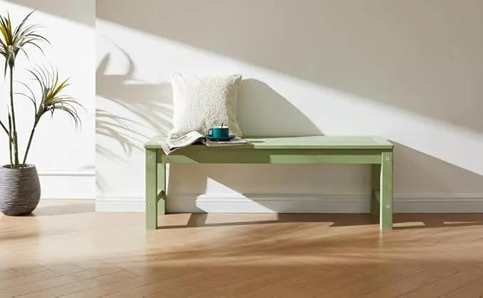Psilvam Outdoor Bench, Two Person Poly Lumber Porch Bench, Weatherproof Garden Bench That Never Rot and Fade, All-Weather Patio Bench Suit for Garden, Porch, and Park (Green), photo 5 of 7