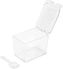 JAPCHET 3 Pack 4 Cell Clear Seasoning Box with Spoons, 10.2 × 3.54 × 3 inch Seasoning Storage Container with Cover, Clear Seasoning Rack Spice Pots for Spice, Salt, Sugar by CozyNest Decor