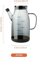 Large Glass Oil Dispenser Bottle for Kitchen Cooking Recipiente Para Aceite De Cocina Olive Oil Vinegar Dispenser Cruet Stainless Steel Lid No Drip Liquid Container (Grey, 27oz / 800ml) by CozyNest Decor
