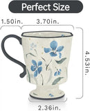360ml -12.17oz Painted Forget-Me-Not Floral Ceramic Mug - Cute Coffee Cup for Latte, Espresso - Gift for Women, Dishwasher Safe by CozyNest Decor