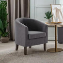 BELLEZE Living Room Chair, Linen Round Accent Barrel Chair, Club Tub Sofa Chair for Bedroom, Corner Chair with Flared Legs and Cozy Soft Padding - Highland (Gray) by CozyNest Decor
