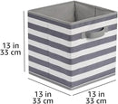 Amazon Basics Cube Organizer Storage Bins Handles, Collapsible Fabric, Pack of 6, 13"x13"x13", White/ Light Grey Stripe