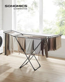 SONGMICS Clothes Drying Rack, Metal Laundry Drying Rack, Foldable, Space-Saving, Free-Standing Airer, with 2 Gullwings, Indoor Outdoor Use, Bed Linen Clothing, Black ULLR540B01 by TinyTreasures Baby Boutique