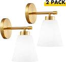 Hamilyeah Gold Sconces Wall Lighting Set of Two with Frosted Glass Shade, Industrial Bathroom Lighting Fixture with Milk Shade, Modern Brass Vanity Sconce Lighting for Bedroom, Living Room by CozyNest Decor